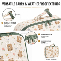 Sac isotherme pour tout-petits en tissu personnalisé de qualité supérieure, facile à nettoyer, avec clip de fixation facile, poche intérieure zippée, pour étudiants, pique-nique en plein air