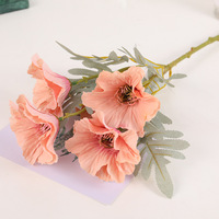 Fleur de pavot artificielle en soie de haute qualité pour les centres de table de mariage, décorations de scène, fleurs