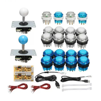 Kit de machine de tir d'arcade de style américain DIY, boutons-poussoirs LED en acier inoxydable, encodeur USB à latence nulle, joystick rechargeable