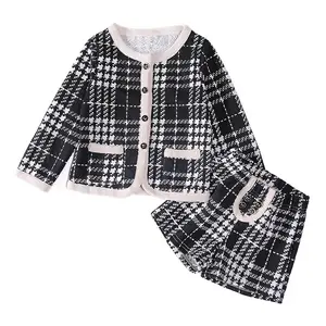 Bear Leader-conjuntos de ropa de otoño para niñas, moda 2020, trajes a cuadros, ropa informal para niños, Top, abrigo y pantalones, 2 uds., trajes de 3 a 7 años