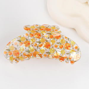 Pinzas para el pelo con estampado de frutas coreanas, bonitas y sencillas, con diseño de cereza, pinzas de tiburón para niñas y mujeres, decoración de cola de caballo de acrílico, joyería - Product Image 5