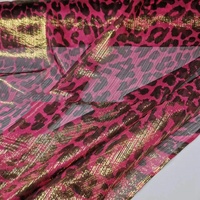 Tissu en Georgette de Soie Métallique Dorée Brillante à Imprimé Léopard Lurex, Doux au Toucher, pour Vêtements Féminins Élégants