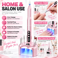 Nouvelle conception, perceuse à ongles 2 en 1, lampe de séchage UV, base rechargeable, outil de manucure électrique avec embouts, service OEM