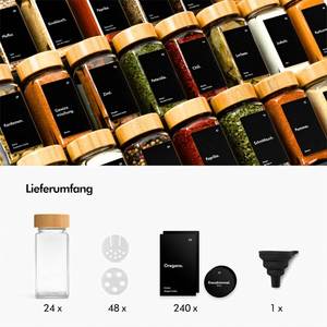 24 pots à épices en verre de 120 ml, micro-ondables, portables, avec couvercles en bambou transparents, design minimaliste moderne, emballage carton, rangement - Product Image 2