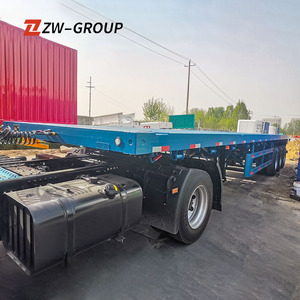 ZW GROUP 3 Axle 20ft 40ft Contenedor Remolque de carga Cama plana Semi remolque plano con bloqueo de contenedor - Product Image 5