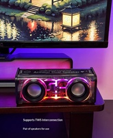 Enceinte Bluetooth Mecha Transparente avec Double Haut-parleur, Double Subwoofer, Basses Puissantes, Design Voiture de Sport Compacte, Lumières Éblouissantes pour Table