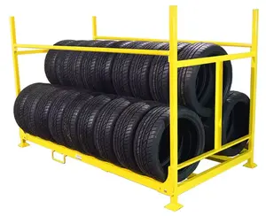 Detachable 60" *60"*60'' Powder Coated Transport Large Warehouse Industrial Stack Metal Tire Rack