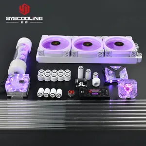 Syscooling white color PC water cooling kit for intel and AMD CPU 360mm copper radiator with RGB lights PETG tube water cooling