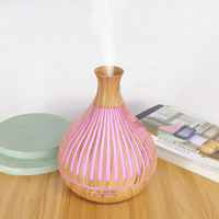 Humidificateur d'air professionnel 400 ml à grain de bois unique, diffuseur d'huiles essentielles ultrasonique pour la maison avec lumière LED colorée