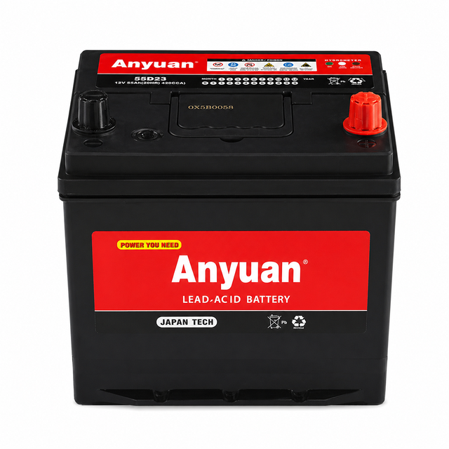 New Anyuan 12V 55Ah 520CCA JIS 55D23 Maintenance Free Automotive Lead Acid Car Battery with 12-Month Warranty for Sedan SUV Van