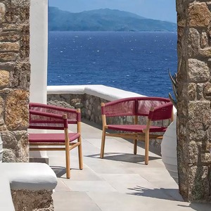Conjunto de Sillones de Teca para Exteriores, Tejidos a Mano con Cuerda, Resistentes a la Intemperie, para Patio, Jardín, Balcón, Muebles de Conversación - Product Image 6