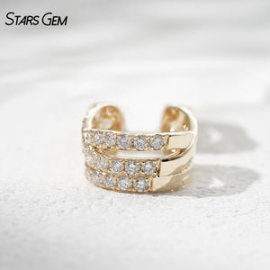 Pendiente de Oreja de Oro Sólido de 10K Starsgem, Corte Brillante Redondo, Diamante Cultivado en Laboratorio de 0.34ct, Clip de Oreja de Diamante - Product Image 3