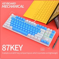 Desain khusus OEM K400, papan ketik kabel USB Gaming mekanik 87 tombol multifungsi dengan lampu LED keren pengguna Laptop