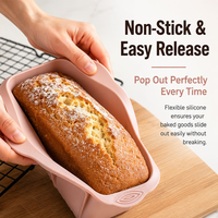 Moule à pâtisserie rectangulaire en silicone pour la pâtisserie maison, antiadhésif et facile à démouler pour gâteaux, toasts et pains.