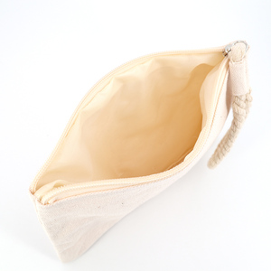 Biểu Tượng Tùy Chỉnh Sinh Thái Thân Thiện Với Tự Nhiên Bông Vải Trang Điểm Mỹ Phẩm Dây Kéo Pouch Với Bông Dây Đeo Cổ Tay - Product Image 3