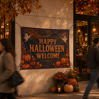 Bannière de porte personnalisée pour Halloween, en polyester léger, impression numérique, pour promotion en magasin, entrée de boutique, usage saisonnier