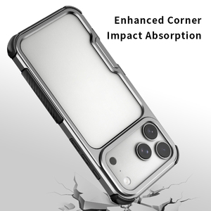 Coque de protection en TPU avec cadre en alliage d'aluminium pour iPhone 17 Pro Max |   Coque de protection antichoc en métal sans panneau arrière, conception ouverte, OEM ODM - Product Image 2