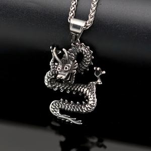 Pendentif Dragon en Acier Inoxydable, Bouclier Gardien, Collier Rétro en Acier Titane pour Homme, Bijou Thème Dieu Grec de la Guerre - Product Image 4