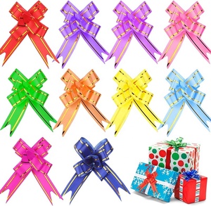 Pita Hias Holografik Plastik dengan Tali Tarik, Desain Kupu-kupu Cetak PP, Dekorasi Hadiah Pernikahan Ulang Tahun Natal Bunga - Product Image 3