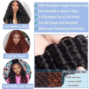 15A Echthaar-Extensions aus unbehandeltem Haar eines einzelnen Spenders, 100 % menschliches Haar, Deep Wave, maschinell doppelt gewebt, Großpackung, kann dauergewellt werden, für schwarze Frauen - Product Image 4