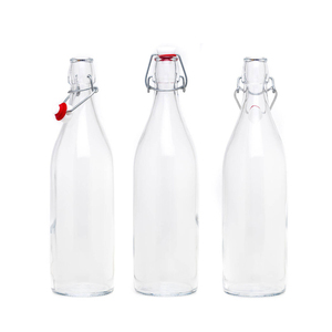Vente en gros 250ml 500ml 750ml 1L Bouteille en verre transparent avec couvercle hermétique Swing Top Boissons Jus Bouteilles rondes en verre - Product Image 5
