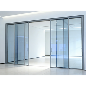 Portes coulissantes automatiques en alliage d'aluminium ultra-étroites et robustes avec verre trempé, isolation acoustique, pour villa, salon, hôtel - Product Image 1