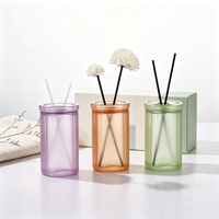 Bouteille d'aromathérapie en verre, flacon d'huile essentielle, diffuseur à bâtonnets en verre dépoli coloré, vente en gros pour désodorisant de maison et salle de bain