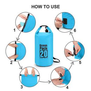 Bolsa Impermeable JIURAN, Resistente, para Camping, Senderismo, Navegación, <span class=keywords><strong>Escalada</strong></span>, Deportes, Playa, 500D PVC, 2L 5L 10L 15L 20L - Product Image 5