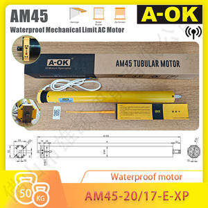 <span class=keywords><strong>Moteur</strong></span> tubulaire étanche <span class=keywords><strong>AOK</strong></span> AM45-20/17 -E-XP 45 mm pour <span class=keywords><strong>volet</strong></span> roulant extérieur, accessoires pour rideaux électriques - Product Image 1