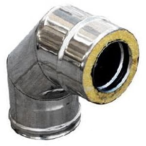 Double-<b>Wall</b> Stainless Steel 90 Bend for 80-130mm Flues <b>Fireplace</b> Parts - Product Image 1