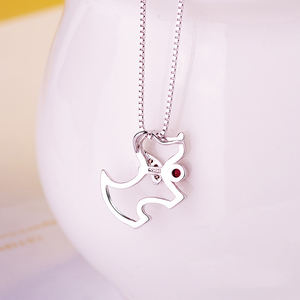 GP49 Lovely Cute Pet Style Jewelry S925 Silver Rhodium Plated Cute Happy Dog Shape Pendant Necklace for Christmas - Product Image 4