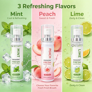 Prêt à expédier – <span class=keywords><strong>Spray</strong></span> buccal portable 20 ml saveur menthe pêche citron vert – <span class=keywords><strong>Haleine</strong></span> fraîche longue durée – <span class=keywords><strong>Anti</strong></span>-<span class=keywords><strong>mauvaise</strong></span> <span class=keywords><strong>haleine</strong></span> pour l'hygiène buccale quotidienne - Product Image 6