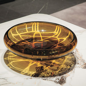 Grosir dekorasi kristal kaca peralatan makan berlapis emas kaca dekorasi buah piring mangkuk sayuran - Product Image 6