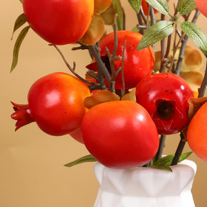 Fruta Artificial Decorativa de Granada y Caqui Simulada para el Hogar, Adorno de Año Nuevo, Material de Espuma, 2 Cabezas, Fruta de la Suerte - Product Image 4