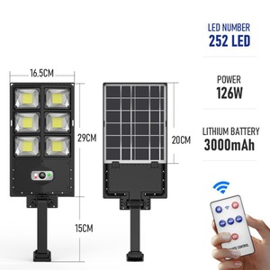 Lampadaires solaires 6500K crépuscule à l'aube capteur de mouvement à angle <span class=keywords><strong>240</strong></span> ° avec télécommande projecteurs étanches pour garage de cour - Product Image 5