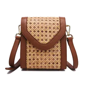 Rattan Woven Bag Bamboo Woven Bag Crossbody Bag Handbag Can Be Customized Factory Wholesale Hand Woven Female Straw Fashion Cane