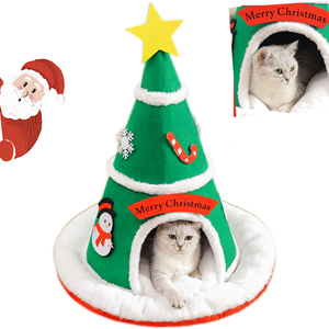 <strong>2026</strong> New Cat Bed Christmas Tree Cat <strong>Tent</strong> House Self-Warming 2 in 1 Removable Comfortable Triangle <strong>Pet</strong> Teepee Xmas Dog Cave - Product Image 1