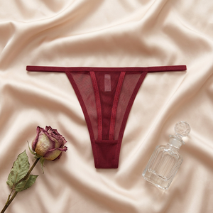 Tanga de malla transparente sexy para mujer al por mayor, lencería de tiro bajo con tirantes finos, transpirable, transparente, tallas grandes, ropa interior para mujer - Product Image 4