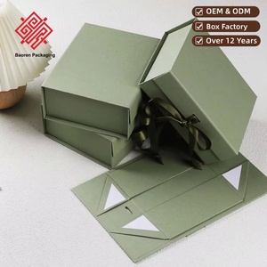 Boîtes cadeaux pliables magnétiques personnalisées en papier recyclé écologique rigide de type OEM Baoren, couleur personnalisée - Product Image 1