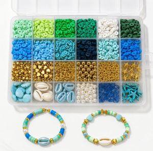 Kit de 24 Rejillas con Temática Oceánica para Hacer Pulseras de Arcilla Polimérica Heishi, con Cuentas Espaciadoras de Concha, Perla y Oro, Suministros de Joyería DIY - Product Image 2