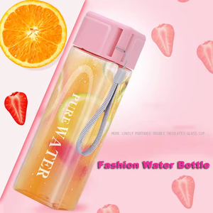 Leakproof Square Shape 500ml 16oz High Quality BPA Free Clear <b>Plastic</b> Sports Water Bottles - Product Image 3