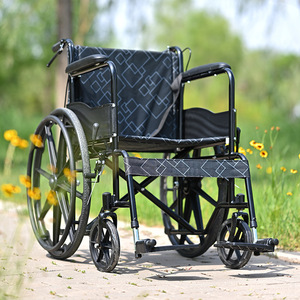 Fauteuil roulant manuel pliable, roues de 24 pouces, frein en U, léger, portable, pour personnes âgées, utilisation en voyage - Product Image 2