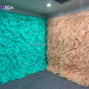 LEDA Green Ruffled Tulle <b>Backdrop</b> With Star Lights Wedding <b>Party</b> Decoration Curtain 10x10ft Romantic Stage Decor - Product Image 2