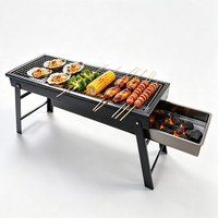 Barbecue portable d'extérieur à fumoir décalé, gril à charbon manuel commercial pour la maison, le camping et les pique-niques