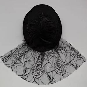 Elegante Sombrero de Encaje Negro y Plumas con Velo de Telaraña, Estilo Victoriano Retro, para Mujeres, Eventos Temáticos, Actuaciones Escénicas - Product Image 5