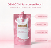 Pochette souple de 50 ml pour crème solaire en gel, avec bec verseur, portable, pour voyage, cosmétique, en plastique composite, à fond plat, impression personnalisée