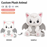 Peluche personnalisée de chat chauve-souris blanc et dodu pour Halloween, 20 cm, avec décorations en os, pour enfants de tous âges, usage quotidien