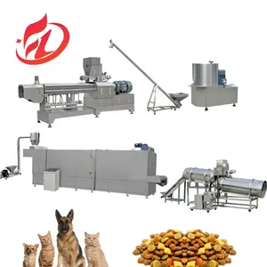 Ligne de production d'aliments secs pour chiens, chats et animaux de compagnie entièrement automatique Machine de fabrication de granulés d'aliments pour animaux avec extrudeuse à double vis