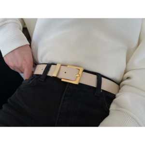 Cinturón sencillo para mujer con hebilla cuadrada de aleación, cinturón informal de PU para vaqueros y blusas, talla estándar - Product Image 1