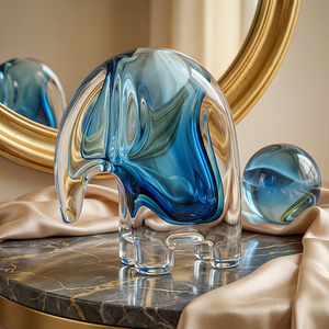 Adorno de Cristal con Forma de Elefante Estilo Art Deco para Decoración del Hogar, Duradero y Ecológico, para Sala de Estar u Oficina - Product Image 2